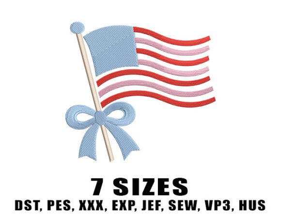 American Flag Bow Embroidery
