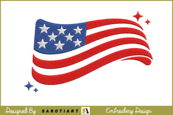 American Flag Embroidery Design T-shirt