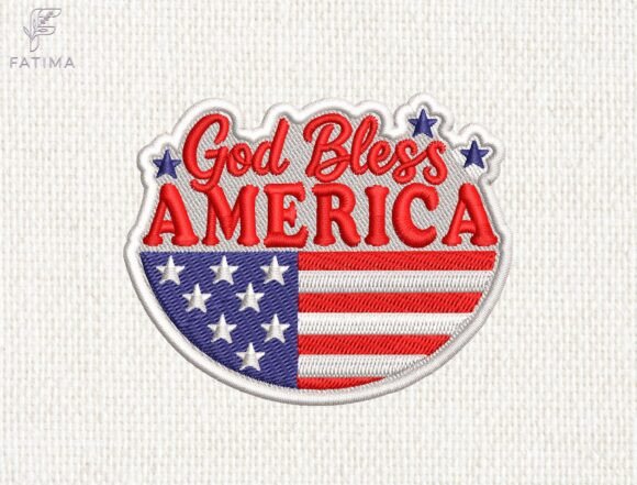 God Bless America Patch Embroidery File