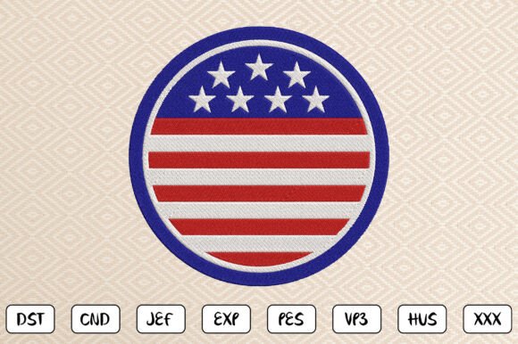 Patriotic Circle Embroidery Design