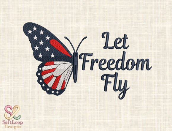 Patriotic USA Butterfly Embroidery File