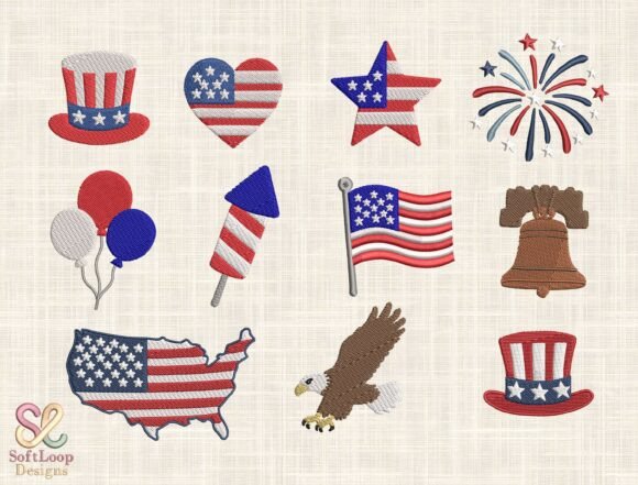 Patriotic USA Embroidery Design Bundle