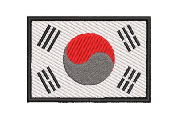 South Korea Flag Embroidery Design