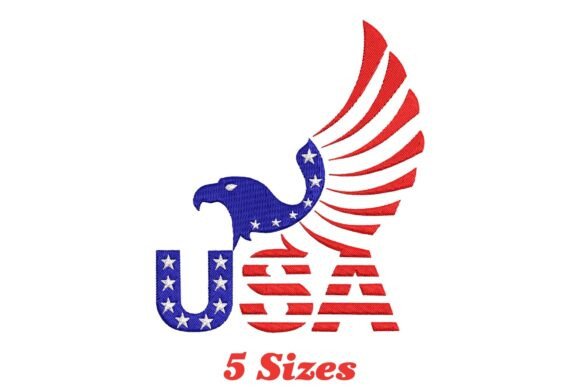 US American Flag Eagle Embroidery Design