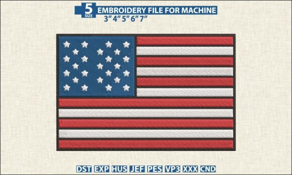 USA Flag Embroidery Pattern PES DST
