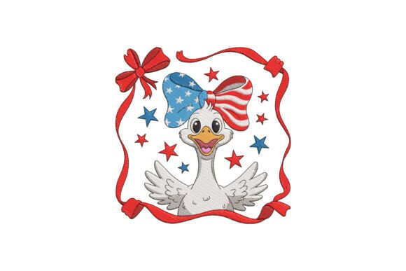 Whimsical Patriotic Duckling